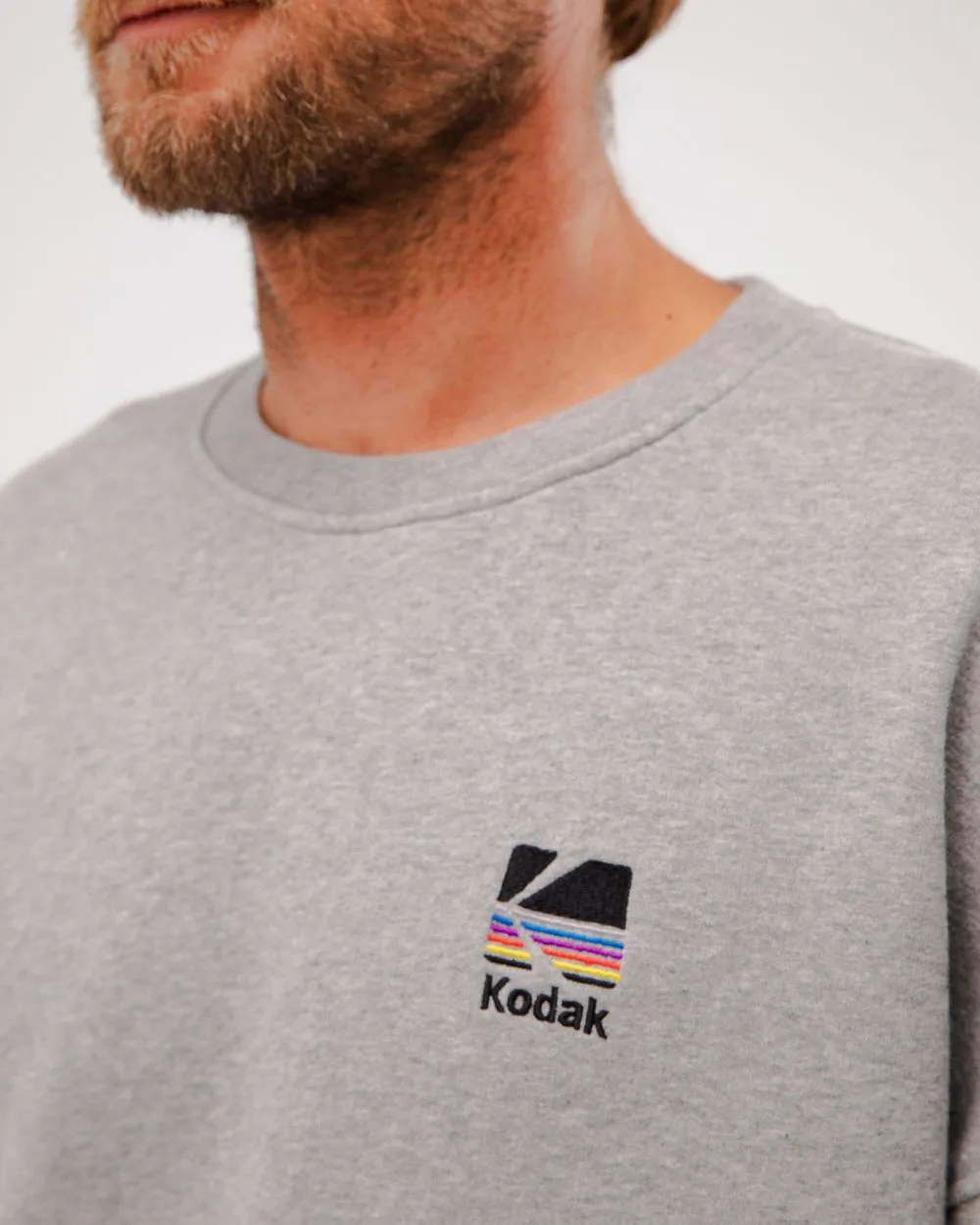 Sweat en coton bio | gris motif kodak "kodak color oversize sweatshirt grey melange" homme