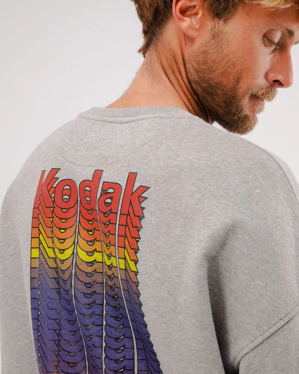 Sweat en coton bio | gris motif kodak "kodak color oversize sweatshirt grey melange" homme