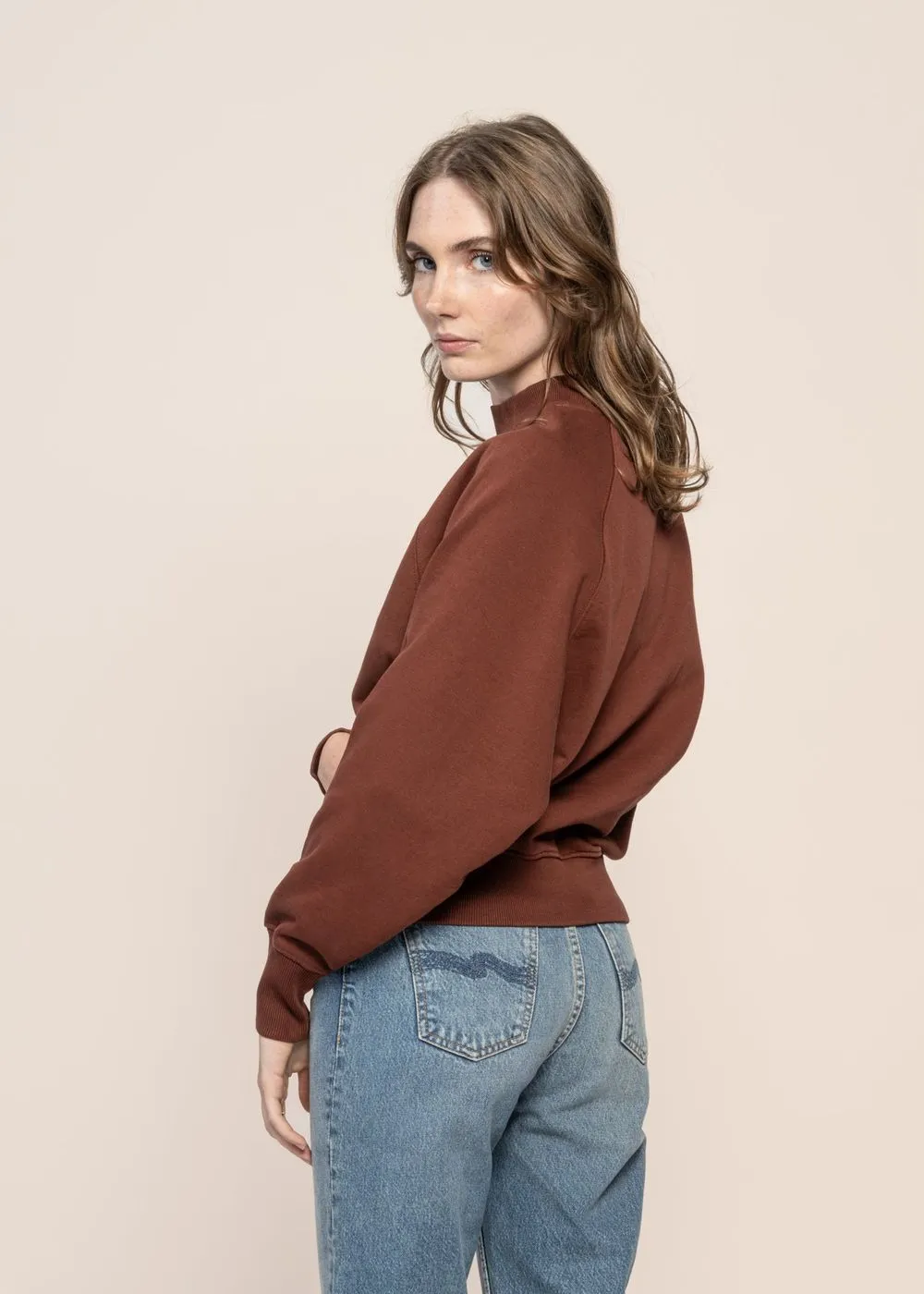 Sweat en coton bio | marron "here comes the sun coffee fantine sweatshirt - brown" femme