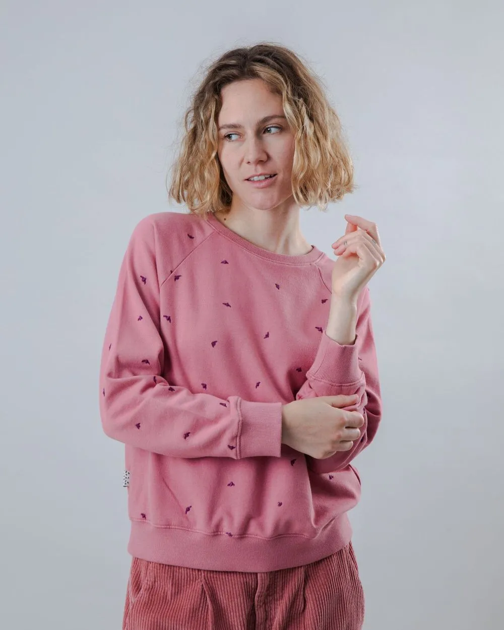 Sweat en coton bio | rose "dusk raglan cotton sweatshirt - rose" femme