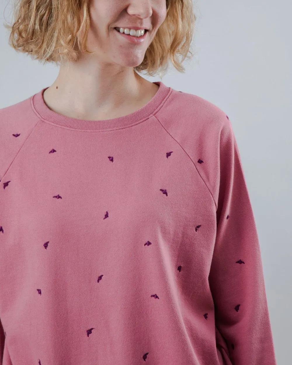 Sweat en coton bio | rose "dusk raglan cotton sweatshirt - rose" femme