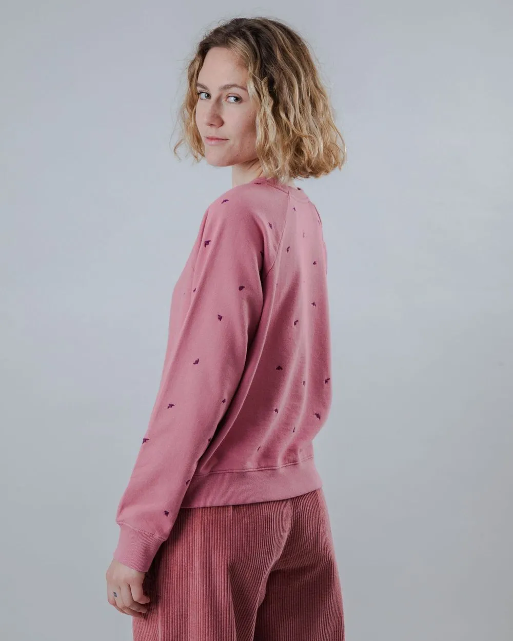 Sweat en coton bio | rose "dusk raglan cotton sweatshirt - rose" femme