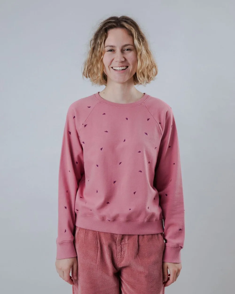 Sweat en coton bio | rose "dusk raglan cotton sweatshirt - rose" femme