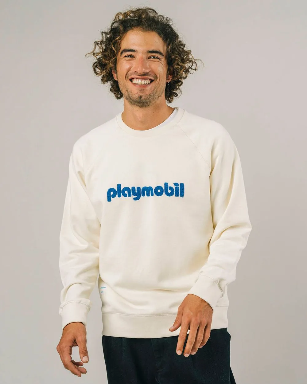 Sweatshirt en coton bio | écru "playmobil logo sweatshirt ecru" homme