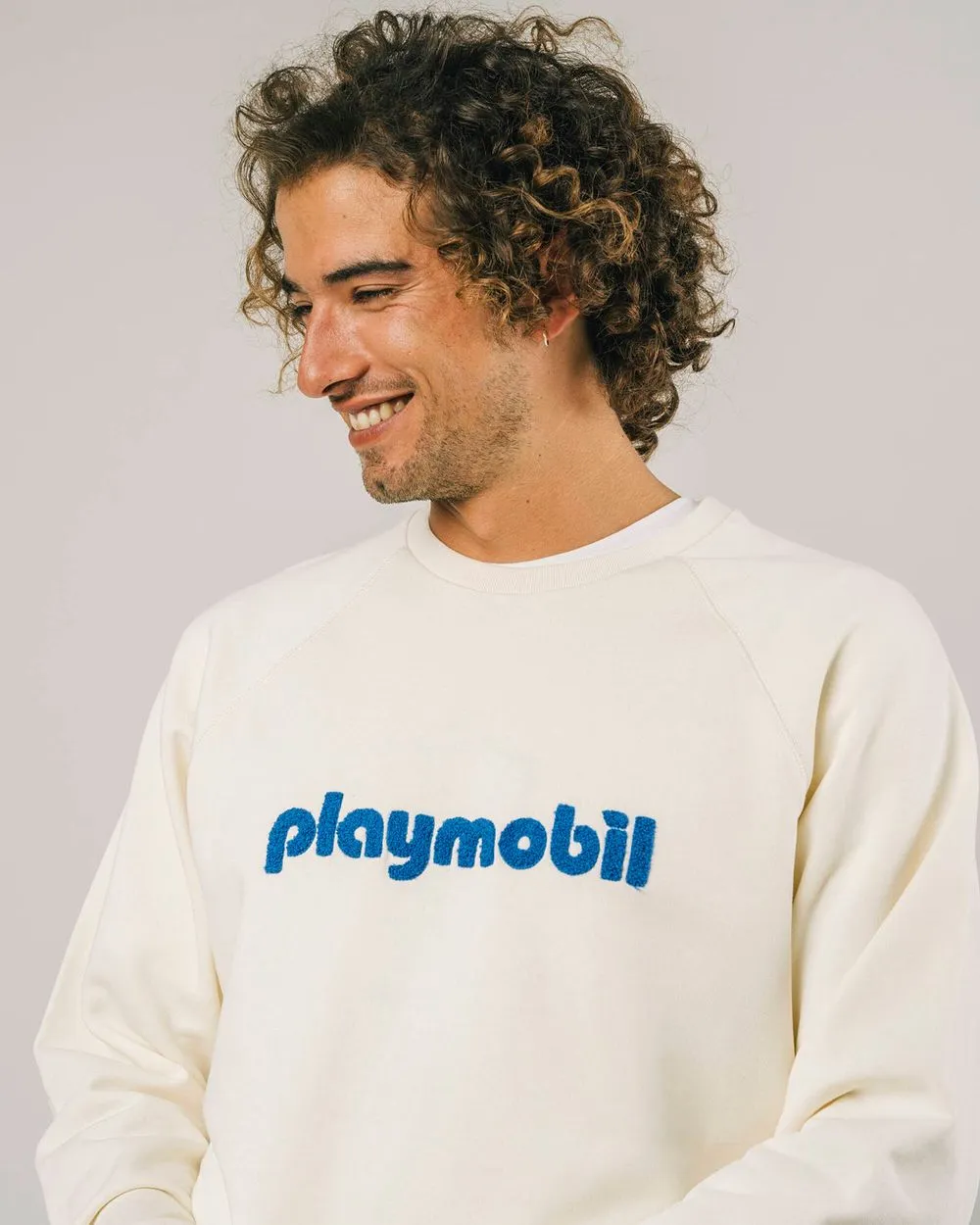 Sweatshirt en coton bio | écru "playmobil logo sweatshirt ecru" homme