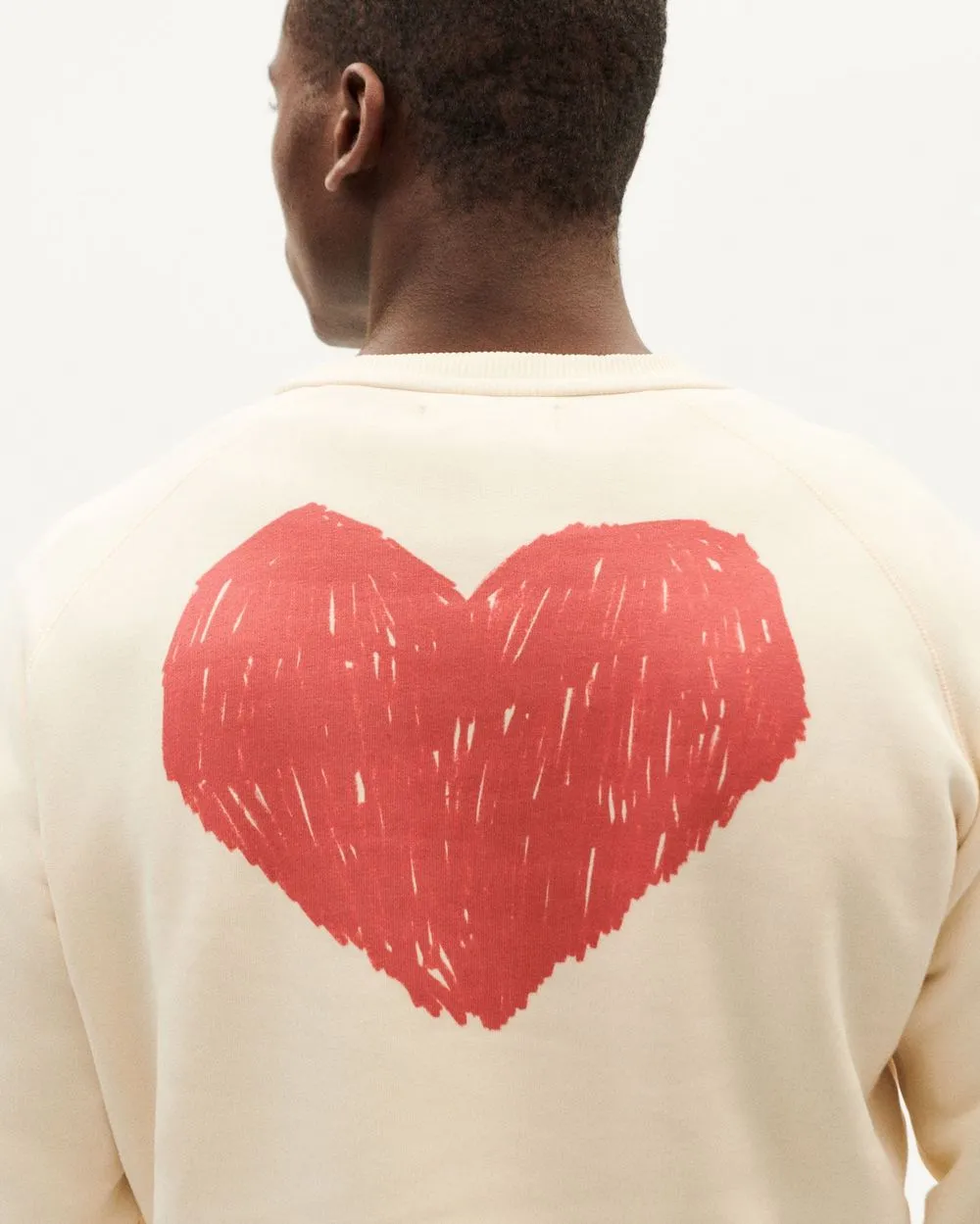 Sweatshirt en coton bio | écru "winter white heart " homme - Thinking Mu