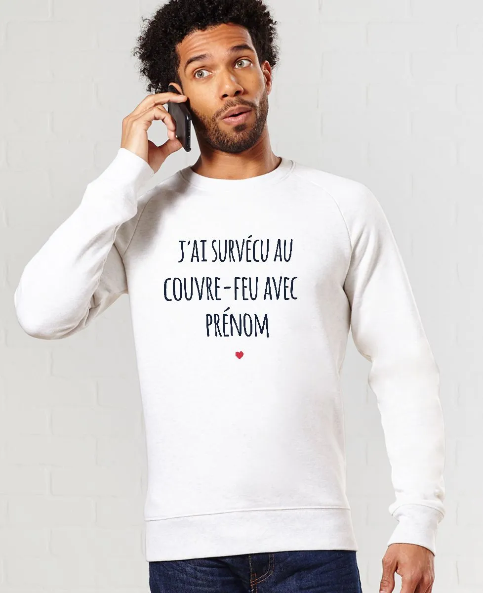 Sweatshirt homme J'ai survécu au couvre-feu personnalisé