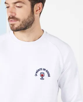 Sweatshirt homme Ça mérite un rouge (brodé)