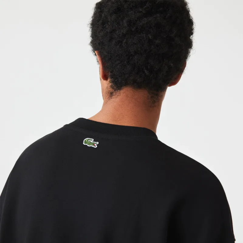 Sweatshirt Lacoste loose fit en molleton de coton avec logo Noir