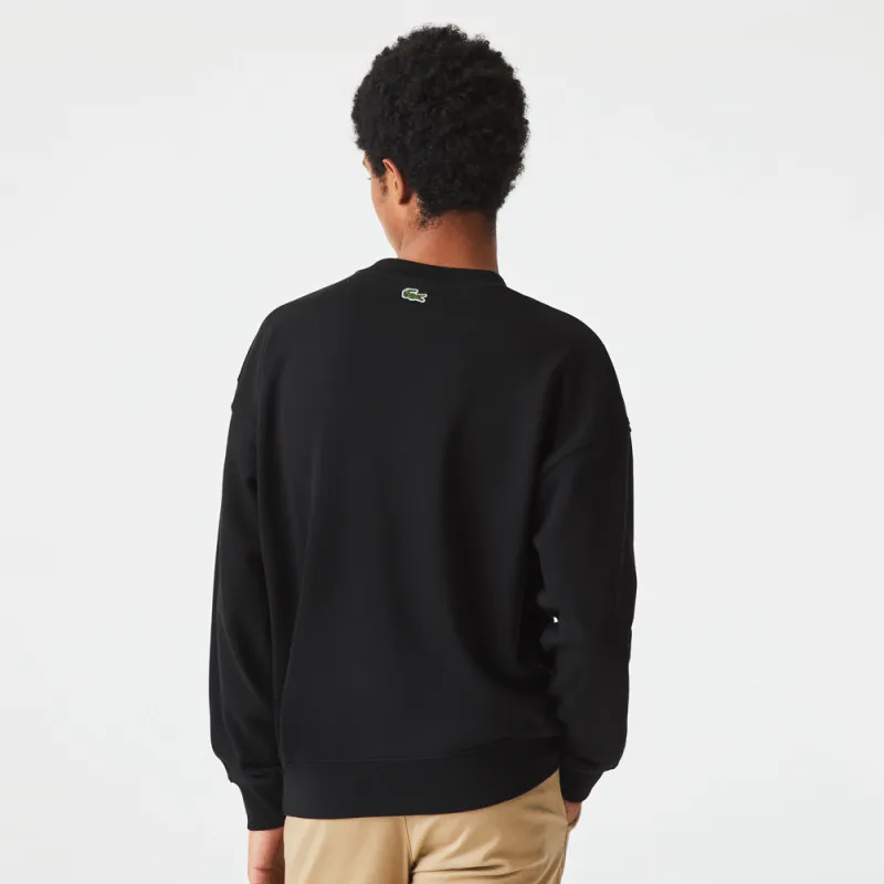 Sweatshirt Lacoste loose fit en molleton de coton avec logo Noir