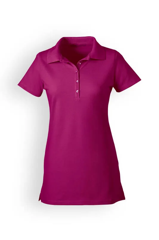 T-shirt long Stretch Femme - Col polo berry