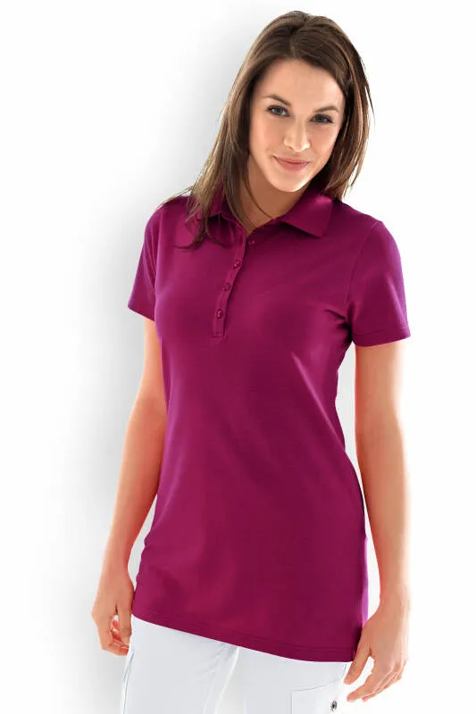 T-shirt long Stretch Femme - Col polo berry