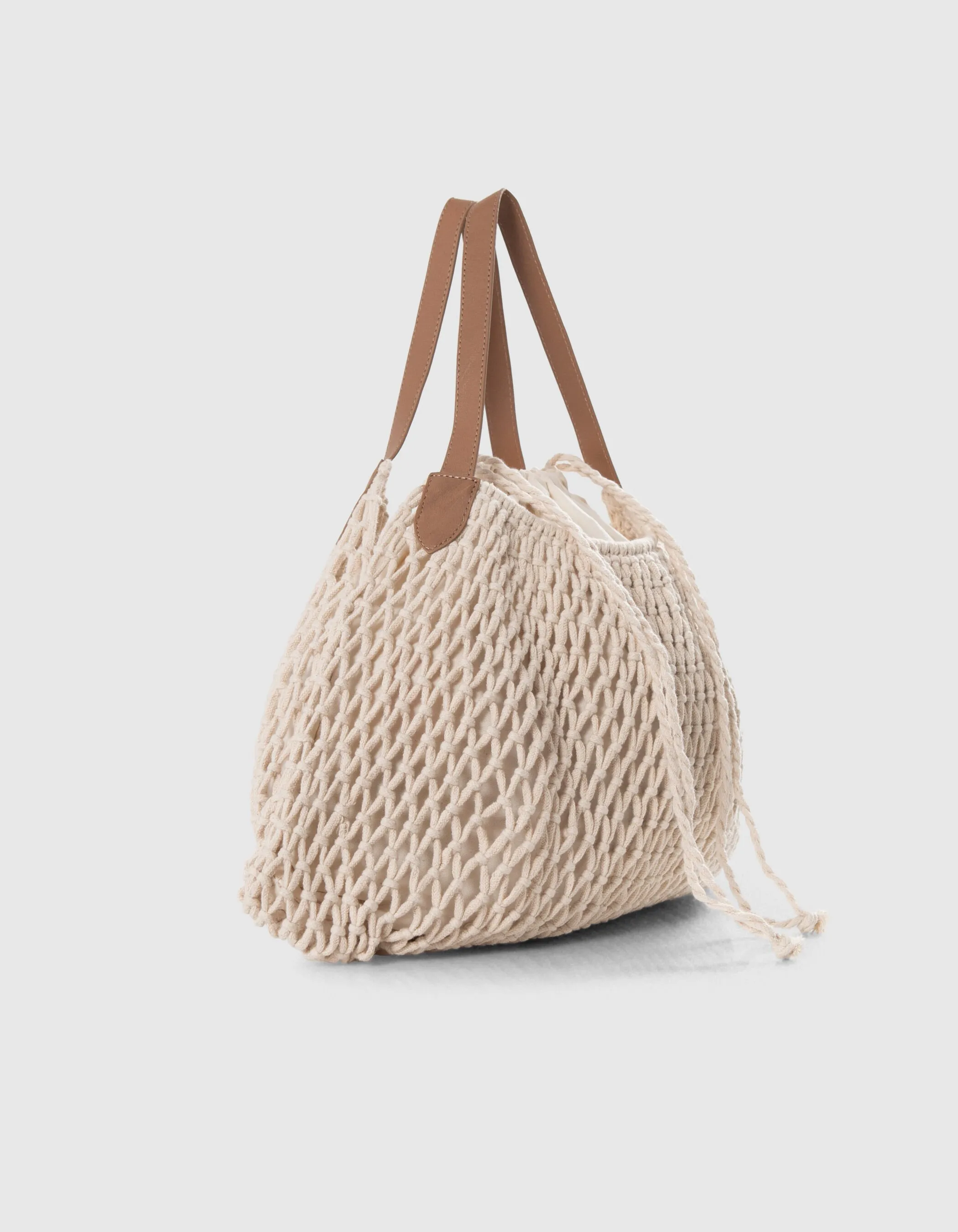 Tote Bag blanc cassé maille filet doublée Femme