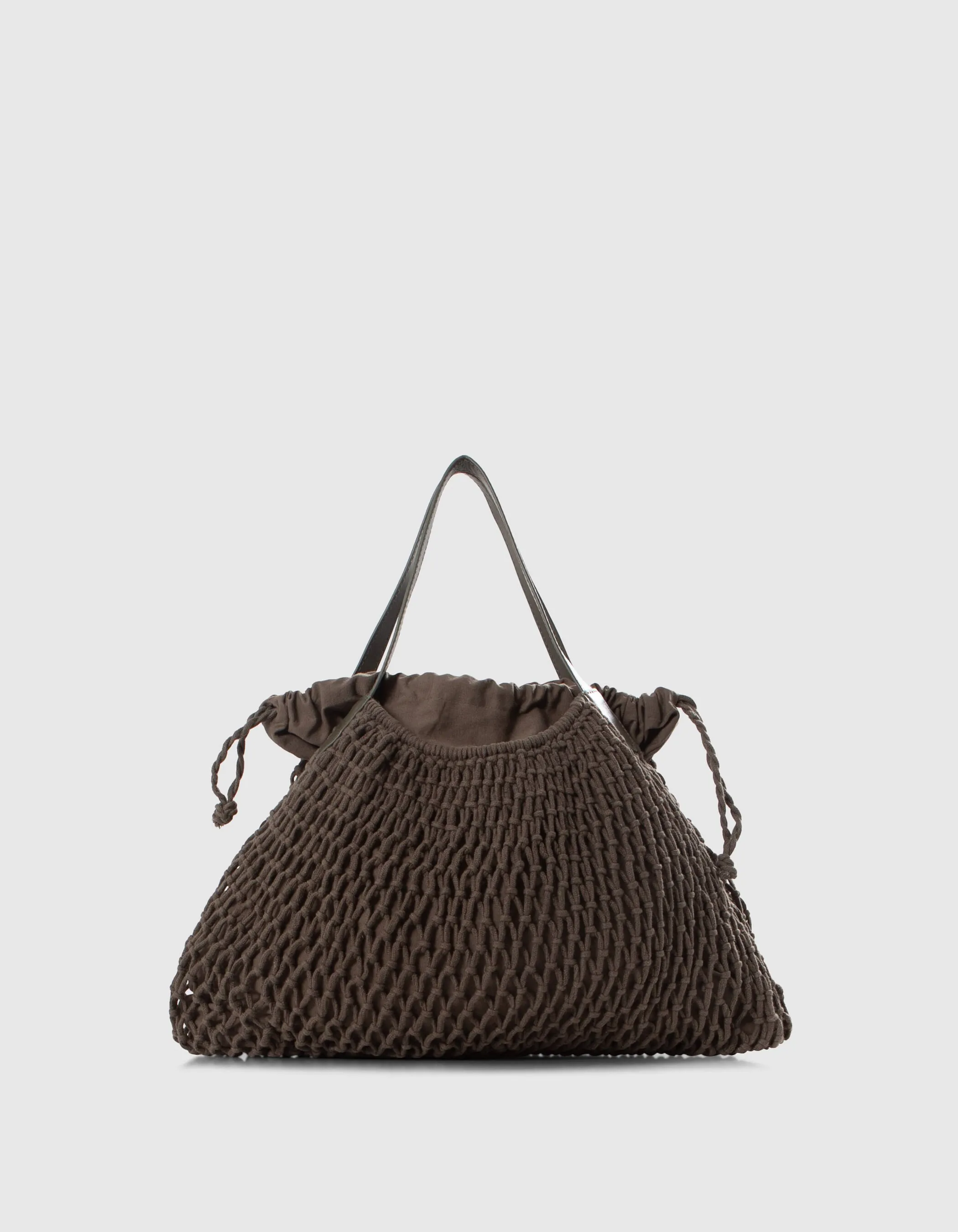 Tote Bag kaki maille filet doublée Femme