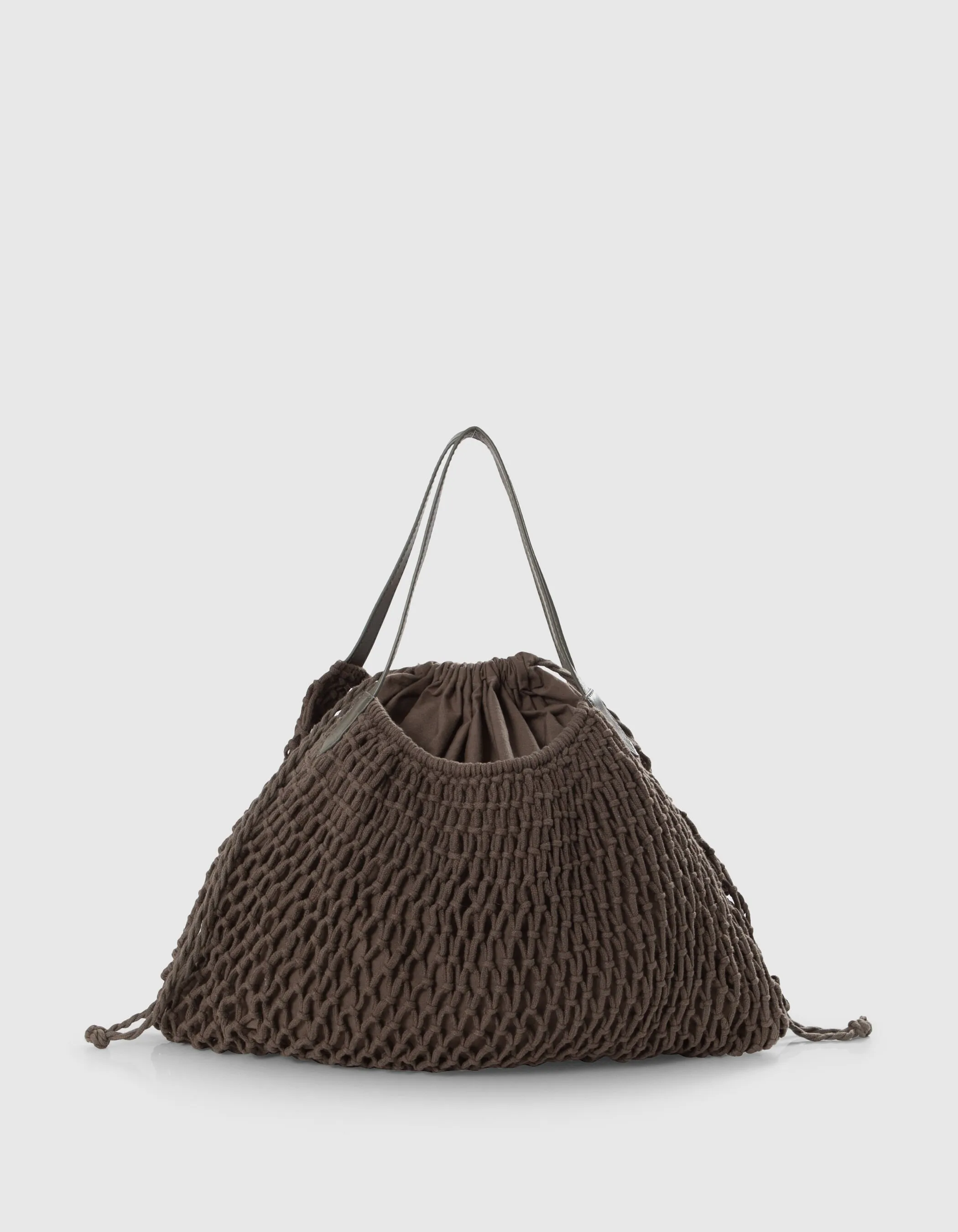 Tote Bag kaki maille filet doublée Femme